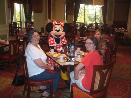 Minnie joins Mrs. LanceAround, # 1 Daughter and Office Manager Anne for breakfast
